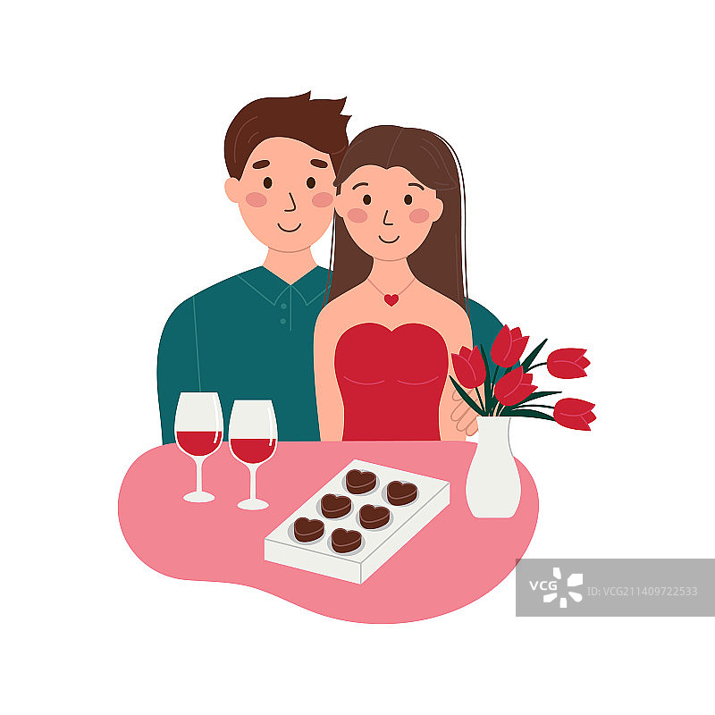 快乐浪漫情侣约会晚餐图片素材