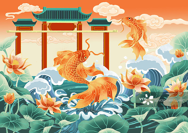 年年有余新春吉祥新年插画图片素材