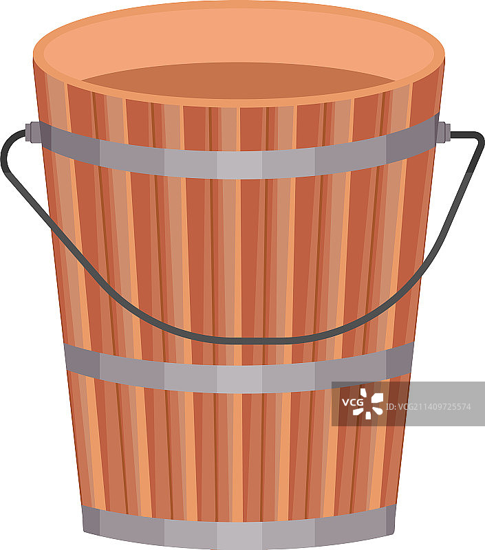 白色背景上的木制水桶图片素材
