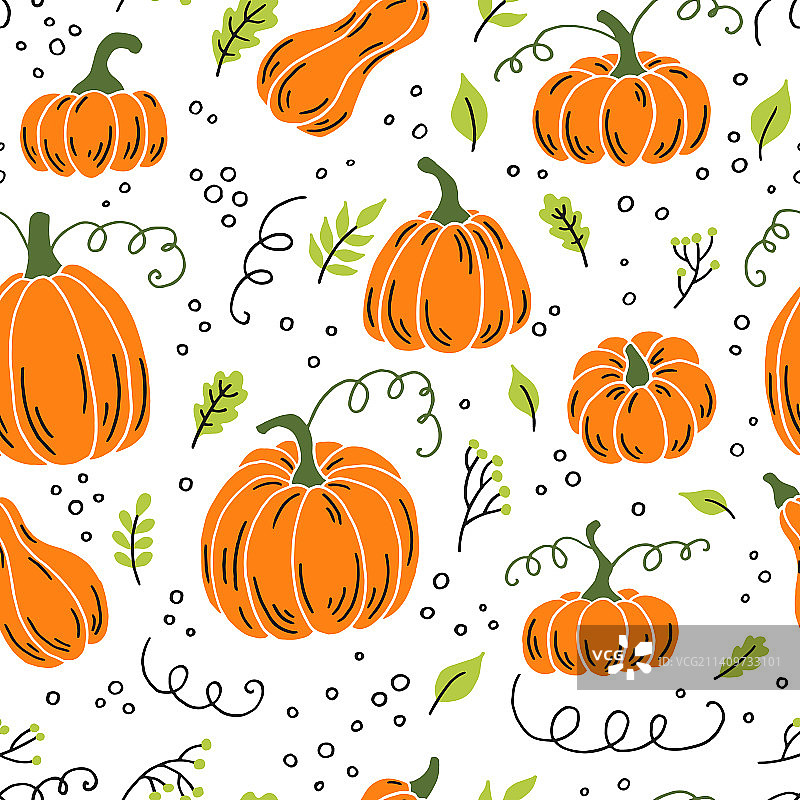 手绘农场南瓜无缝图案图片素材
