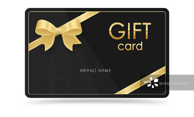 金色装饰丝带蝴蝶结礼品卡图片素材