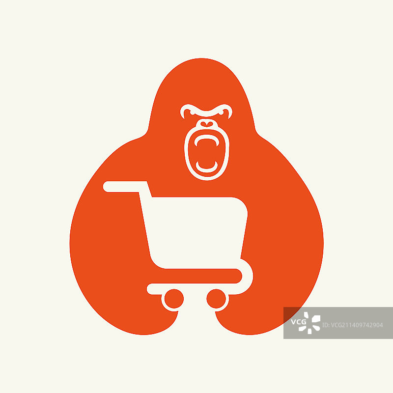 购物车大猩猩logo负空间概念图片素材