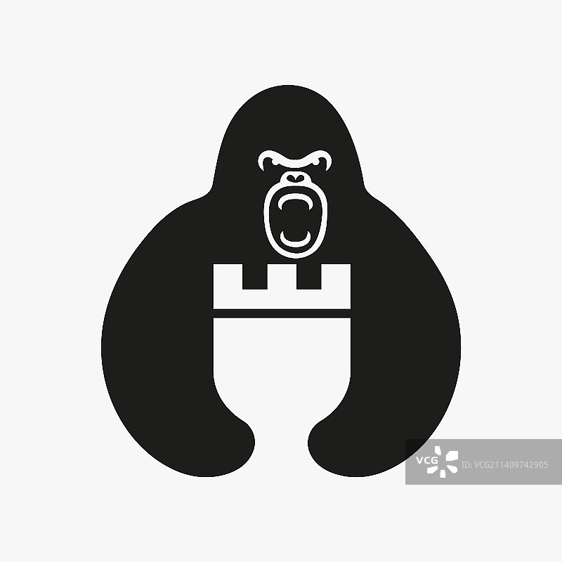 大猩猩城堡Logo负空间概念图片素材