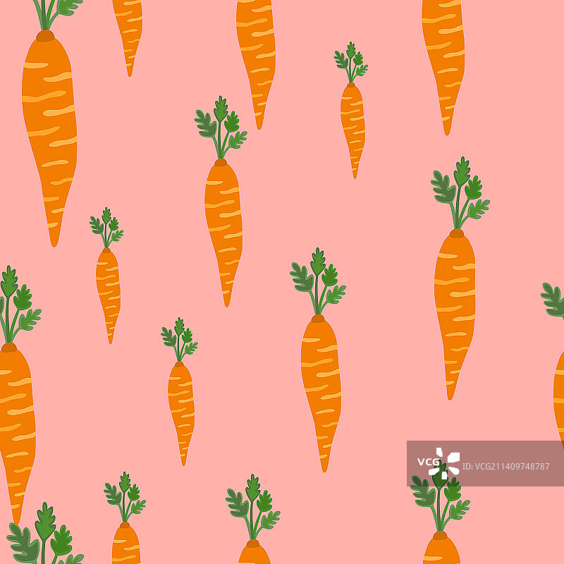 手绘胡萝卜无缝涂鸦图案图片素材