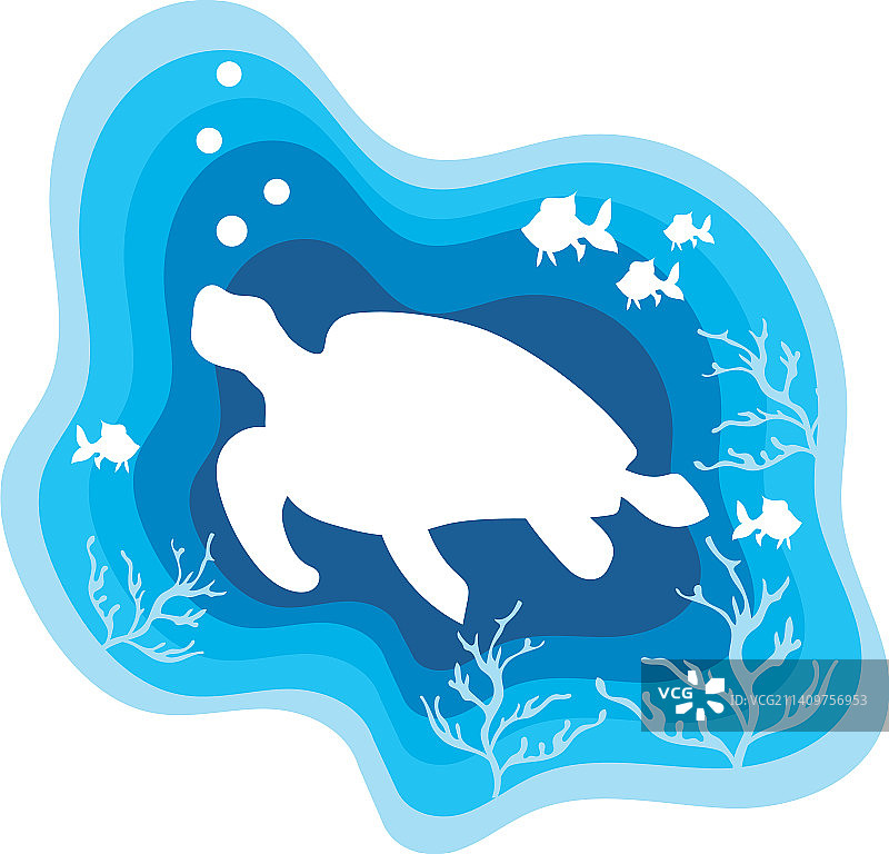 海龟海洋生物纸艺图片素材