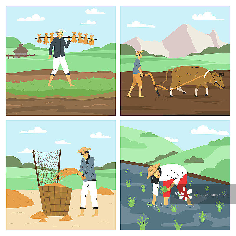 亚洲农民2x2合集图片素材