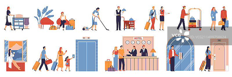 酒店扁平化设计图片素材