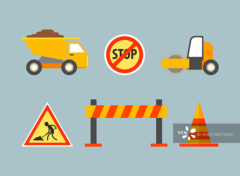 施工区域及停止标志图片素材