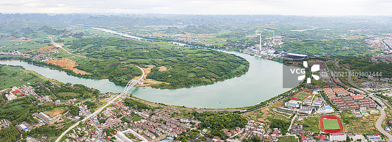 航拍合山市区红水河图片素材