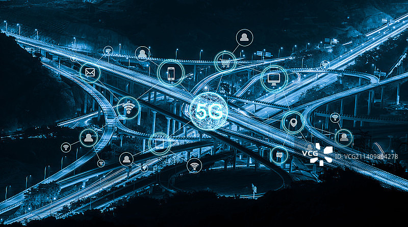 无线通信网络概念,城市交通图片素材