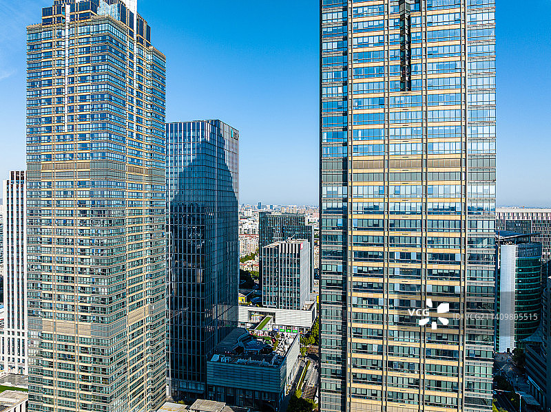 江苏苏州工业园区金鸡湖以西建筑群航拍图片素材