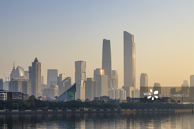 星海音乐厅&CBD日出图片素材