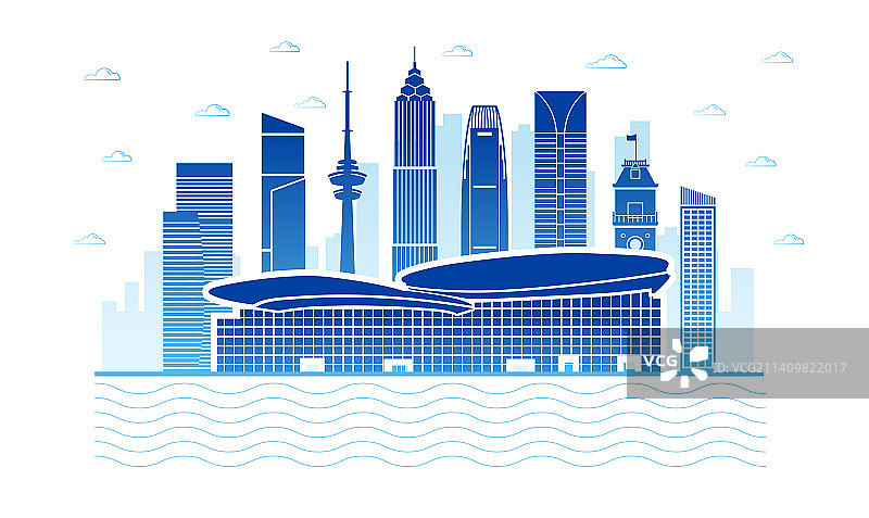 中国江苏省南通市城市天际变矢量插画图片素材