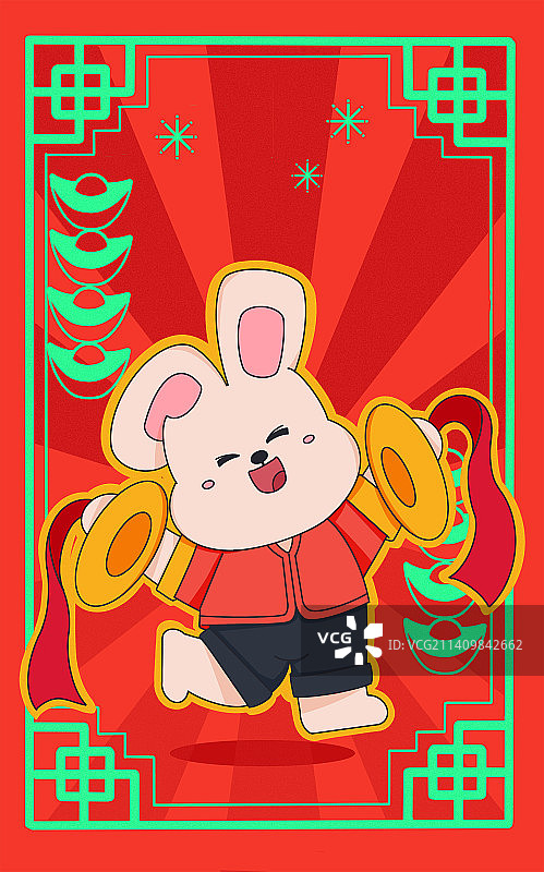 兔年-敲锣打鼓图片素材