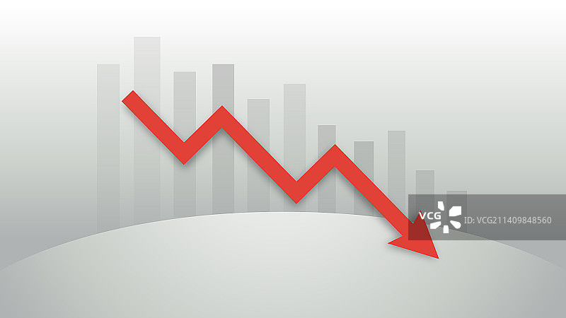 经济走势下跌红色箭头背景图片素材