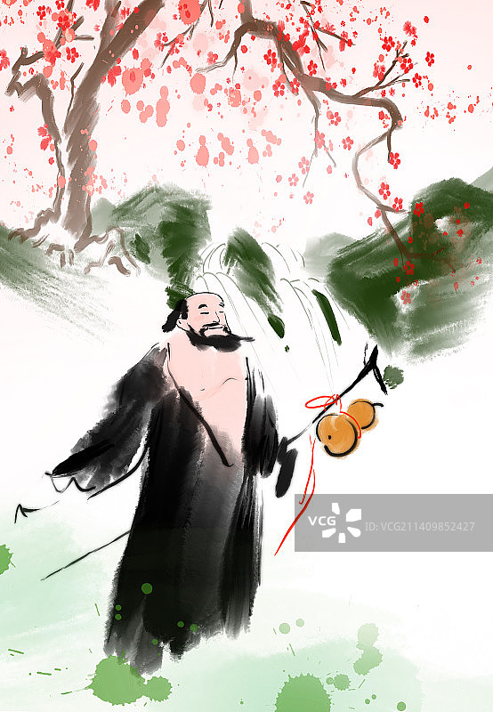 铁拐李醉八仙国风水墨白酒行业广告插图酒文化与诗人图片素材