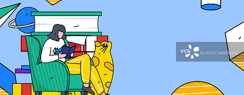 阅读的人物扁平矢量概念运营插画图片素材