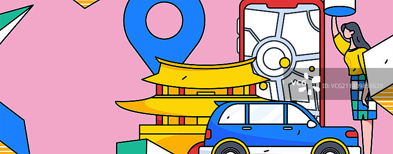 白领打车出行扁平矢量概念运营插画图片素材