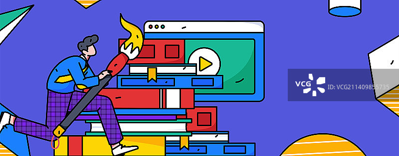 阅读的人物扁平矢量概念运营插画图片素材