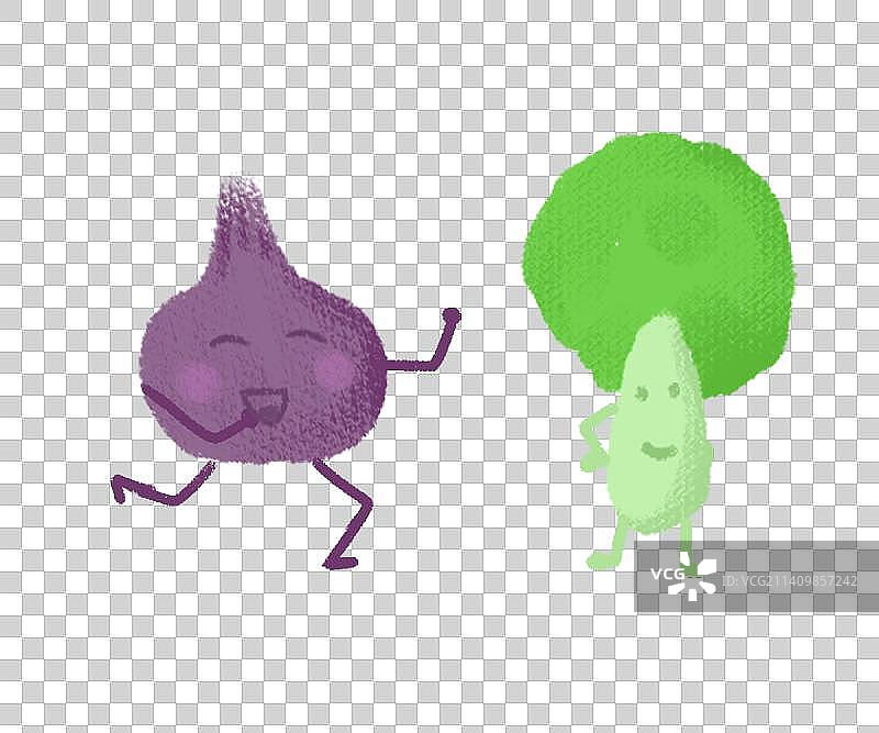 白菜和洋葱可爱温馨插画图片素材