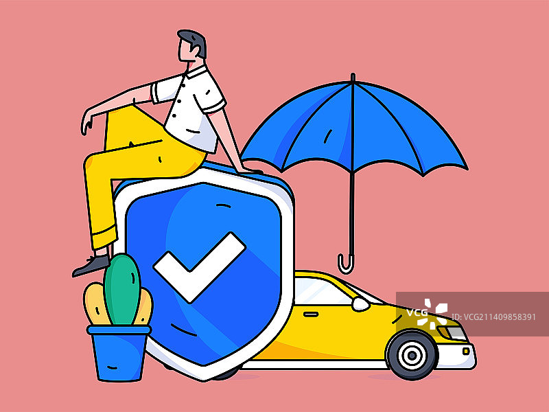汽车保险扁平矢量概念运营插画图片素材