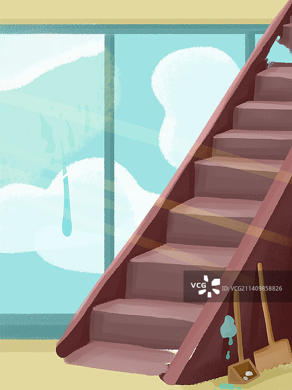 楼梯房子chuanghu卡通插画图片素材