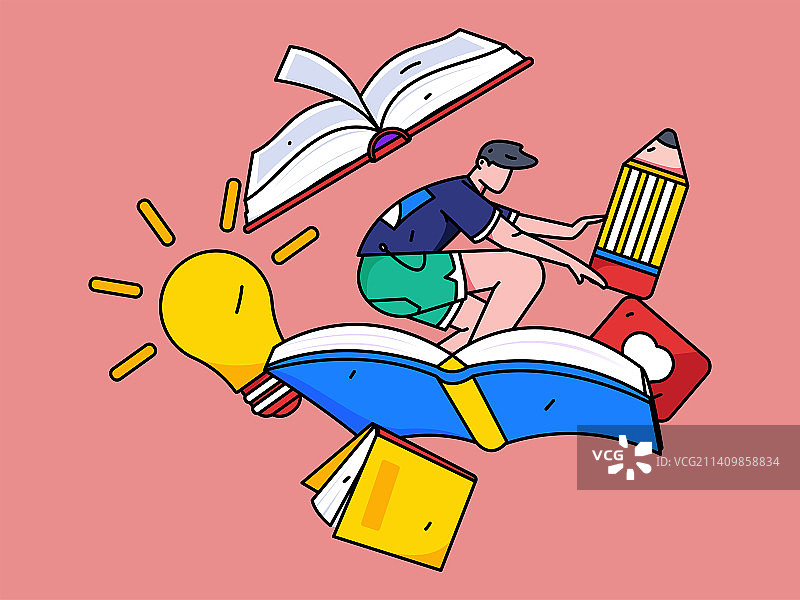阅读的人物扁平矢量概念运营插画图片素材