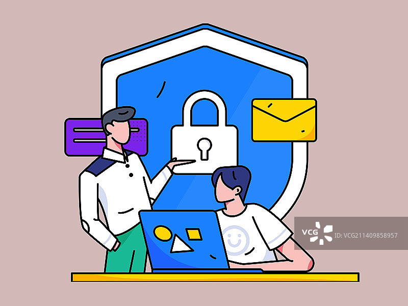 网络安全安全人物扁平矢量概念运营插画图片素材