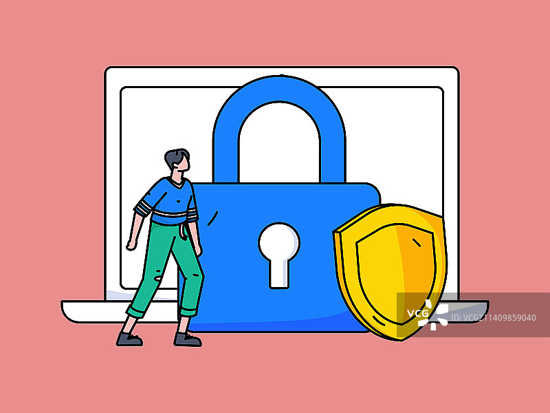 网络安全安全人物扁平矢量概念运营插画图片素材