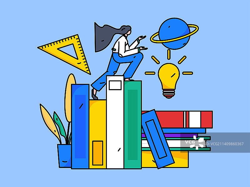 通过网课远程进行在线教育扁平矢量概念运营插画图片素材