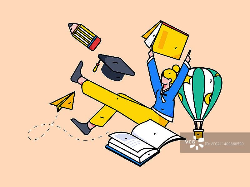 通过网课远程进行在线教育扁平矢量概念运营插画图片素材