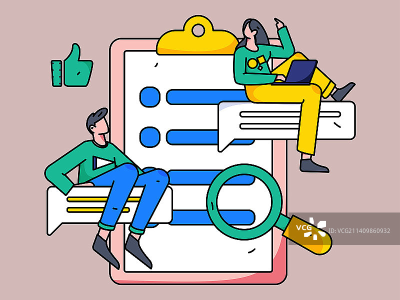 求职面试的人员扁平矢量概念运营插画图片素材