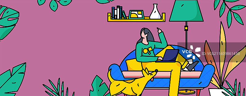 客厅居家休息人物场景扁平矢量概念运营插画图片素材