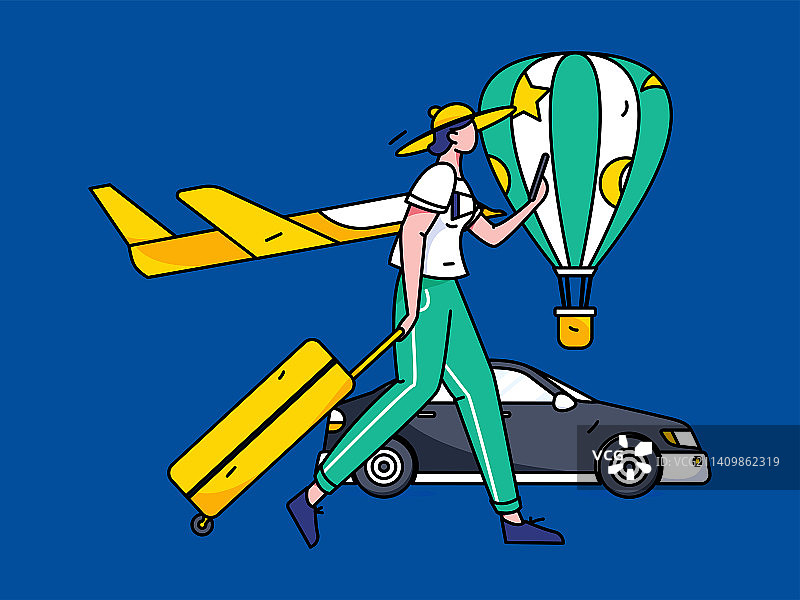 节假日旅游出行人物互联网背景矢量插画图片素材