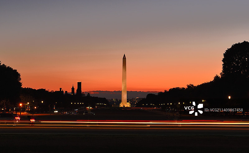 晚霞中的美国华盛顿广场图片素材