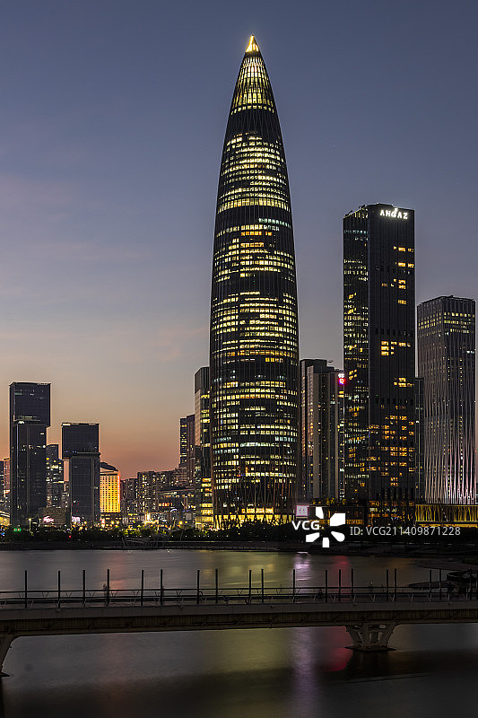 深圳人才公园傍晚日落、晚霞、夜景图片素材