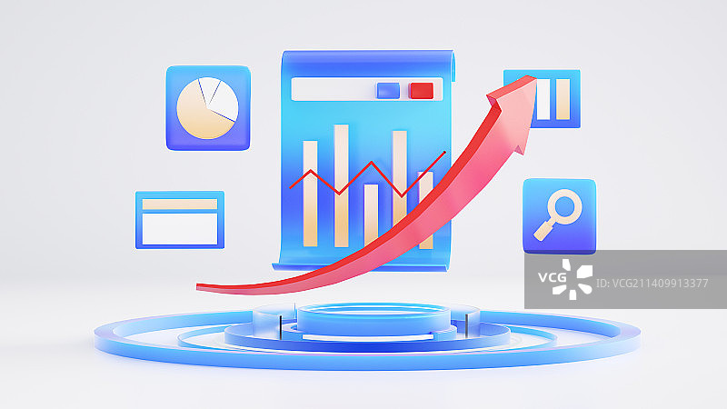 3d大数据商务风图表场景图片素材