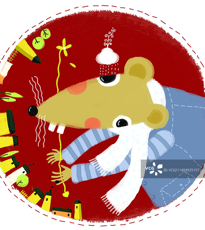 插画：开心的小老鼠图片素材