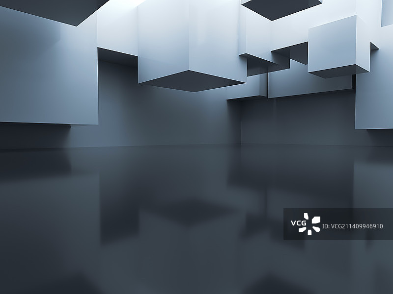 超现实立体砖块悬浮背景墙面建筑图片素材