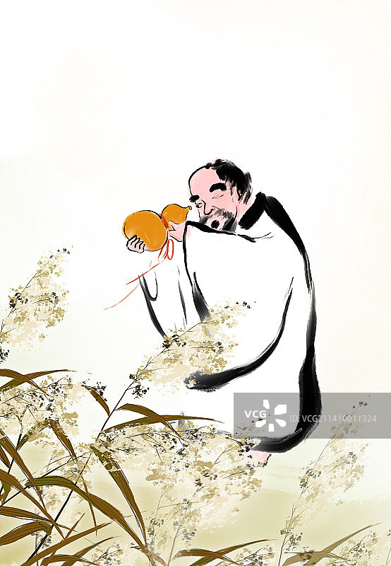 国风水墨白酒行业广告插图酒文化与诗人图片素材