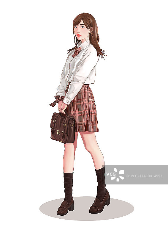 日韩风制服人物设计插画图片素材