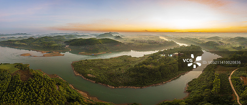 红水河来宾时光岛风光图片素材