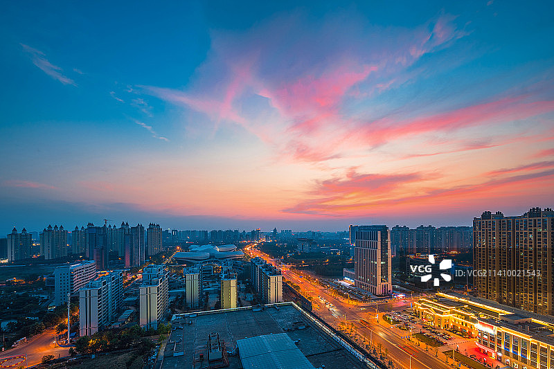 孝感市中心晚霞图片素材