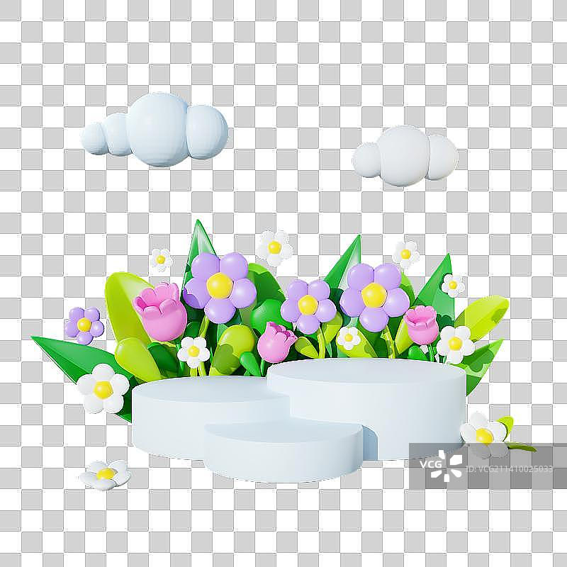 3D立体春节花朵展台图片素材