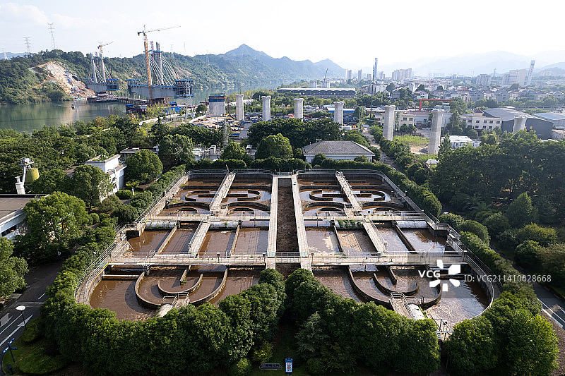 航拍污水处理厂图片素材