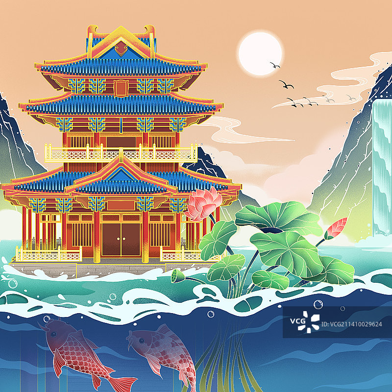 湖中亭-楼阁图片素材