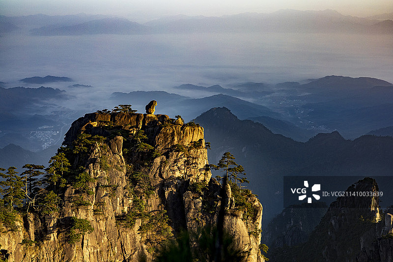 黄山猴子观海图片素材