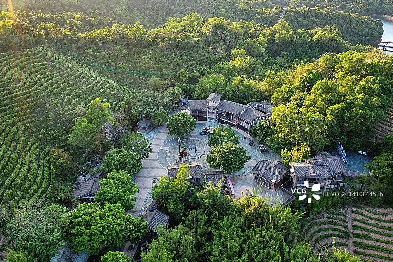 广东省深圳市盐田区东部华侨城三洲田茶溪谷孙中山庚子首义雕塑园航拍图片素材