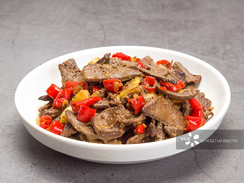 小炒猪肝家常菜品土匪猪肝4k滑轨镜头图片素材