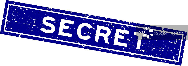 蓝色秘密文字方形复古印章图片素材